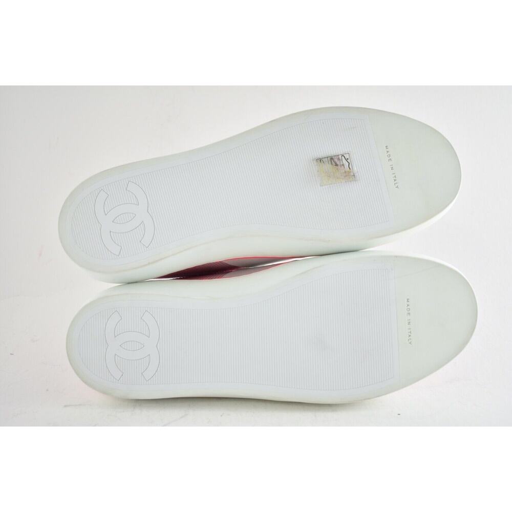 Chanel 18P Neon Pink White CC Slip On Lace Up Flat Runner Trainer Sneaker 39.5 - Picture 12 of 12